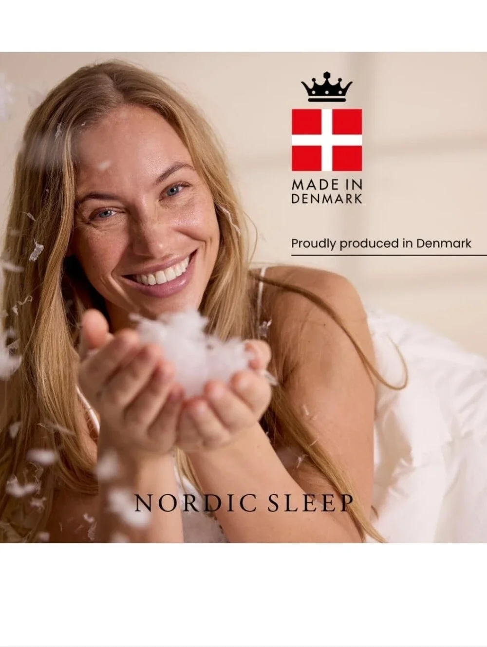 NIB Fossflakes Nordic Sleep Queen Pillow Adjustable Fill Made In Denmark Vegan